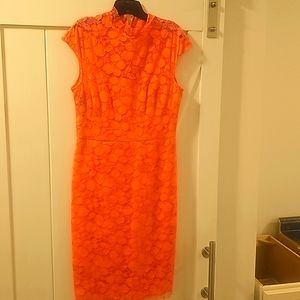 Pink/Peach Lela Rose Lace Dress with mock turtleneck Size 10